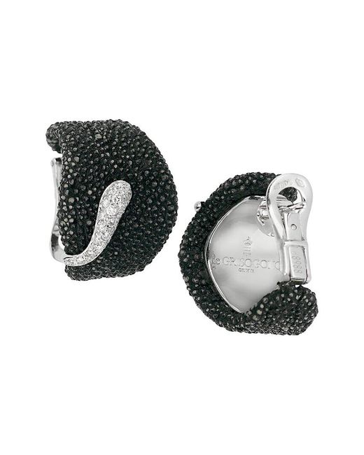 De Grisogono Black 18K 0.50 Ct. Tw. Diamond Stingray Leather Earrings (Authentic Pre-Owned)