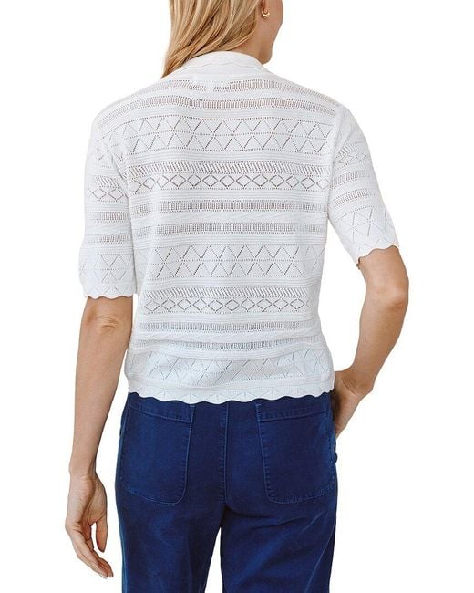 Bella Dahl White Button-Down Wool-Blend Sweater