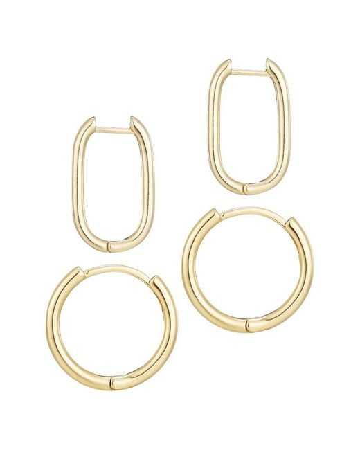 Adornia White 14K Plated Hoop Set Earrings