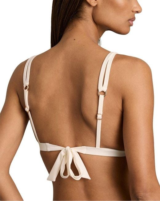 Reiss Blue Bianca Contrast Trim Fixed Swimsuit