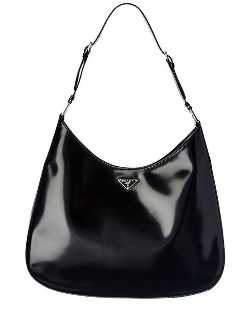 Prada Black Cleo Brushed Leather Shoulder Bag