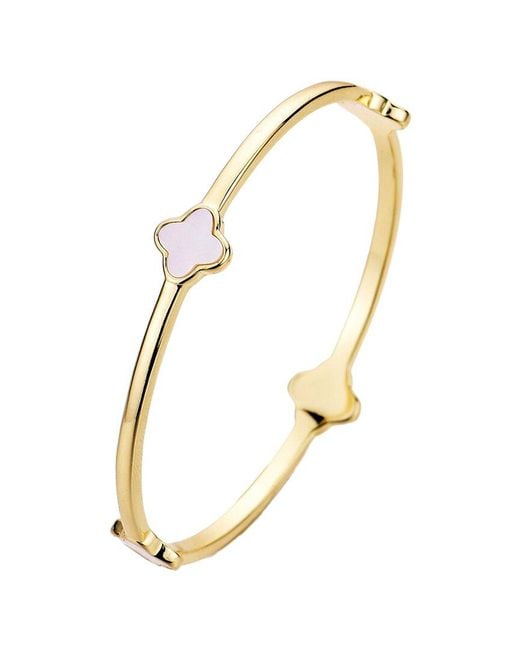 Adornia Metallic 14K Plated Mother-Of-Pearl Clover Bangle Bracelet