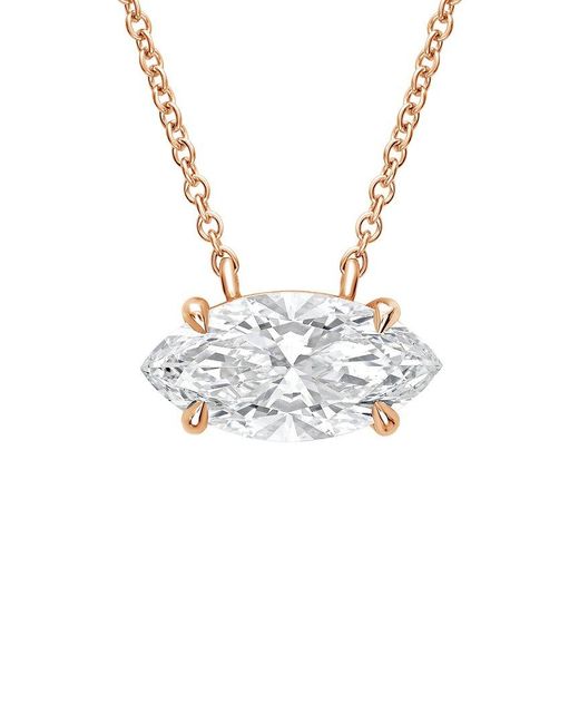 Diana M White Diana M. 14K Rose 12.00 Ct. Tw. Lab-Grown Diamond Solitaire Pendant