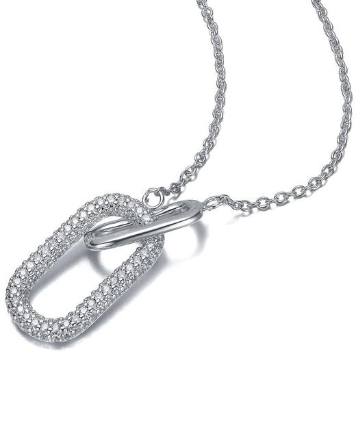 Genevive Jewelry Metallic Diamond Cz Chain Necklace