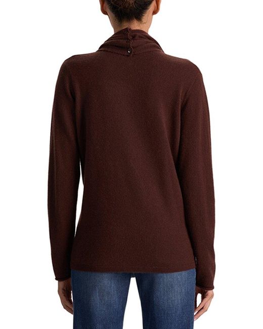Alice + Olivia Brown Jules Drape Cashmere Pullover