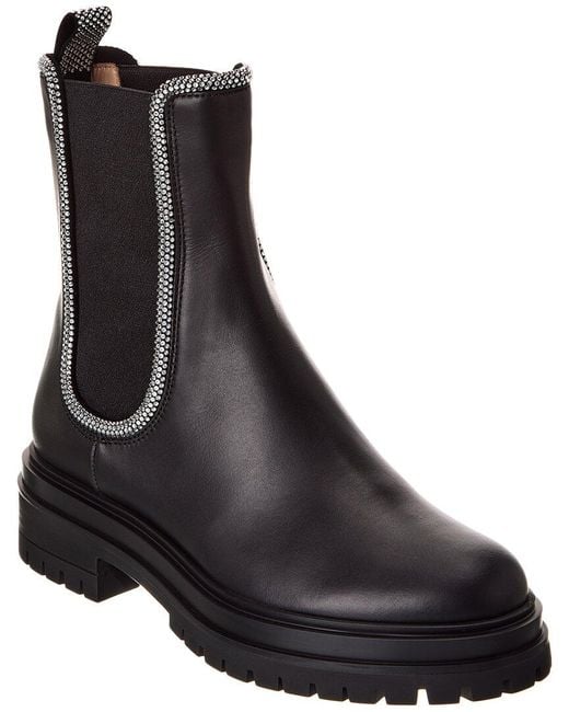 Gianvito Rossi Black Crystal Chester Leather Boot