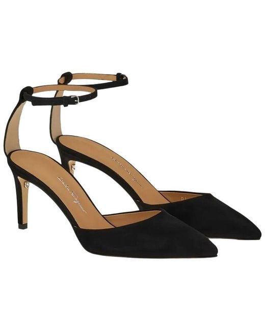 Ferragamo Black 80Mm Leather Pump