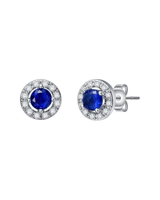 Rachel Glauber Blue Rhodium Plated Cz Studs