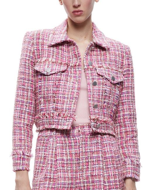 Alice + Olivia Pink Alice + Olivia Chloe Tweed Cropped Jacket