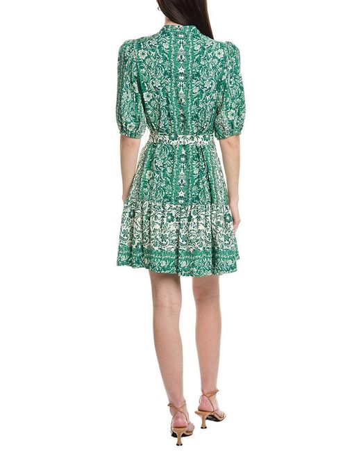 Maison Tara Green Printed Marrakesh Short Sleeve Mini Dress