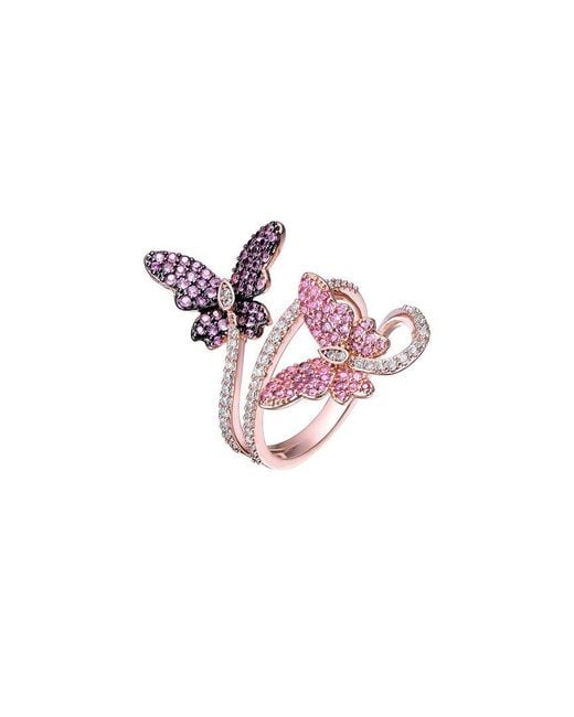 Genevive Jewelry Pink 18k Rose Gold Vermeil Cz Modern Ring