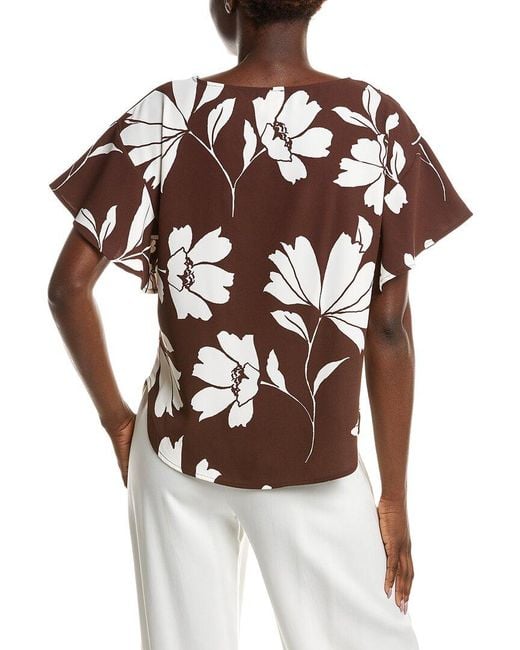 Anne Klein Brown Flutter Sleeve Blouse