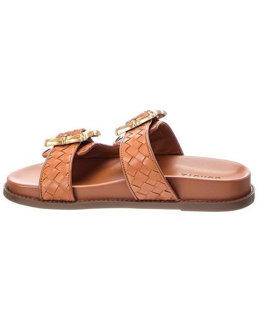 SCHUTZ SHOES Pink Enola Sporty Leather Woven Sandal