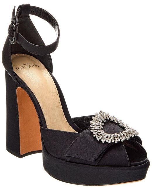 Alexandre Birman Black Madelina Curve 120 Satin Platform Pump