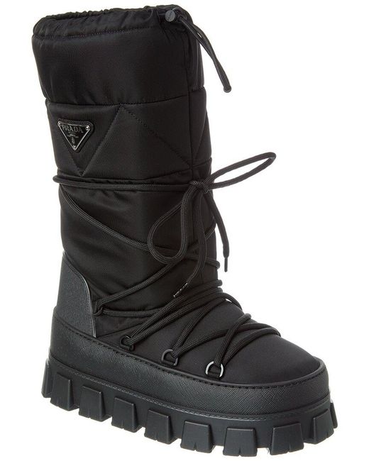 Prada Black Padded Nylon & Leather Boot
