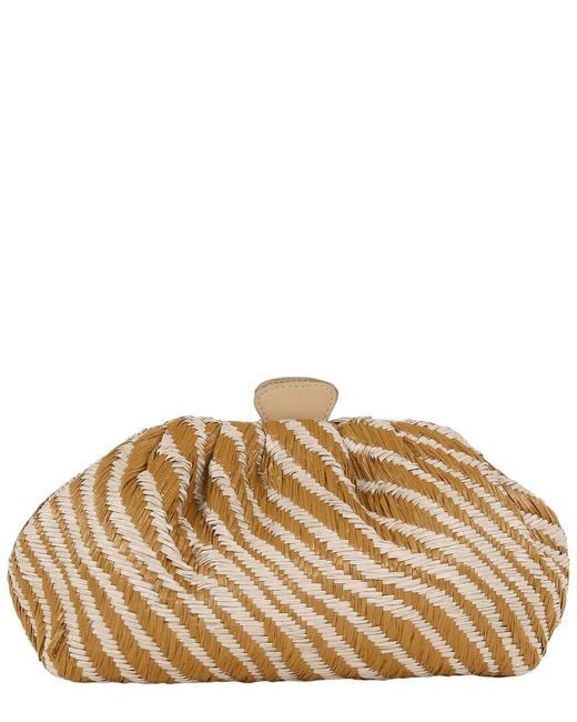 Badgley Mischka Metallic Jewel Raffia Pouch Clutch