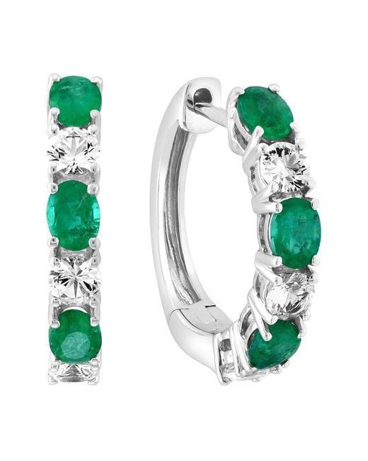 Effy Fine Jewelry Green 14K 1.54 Ct. Tw. Emerald, Sapphire Earrings