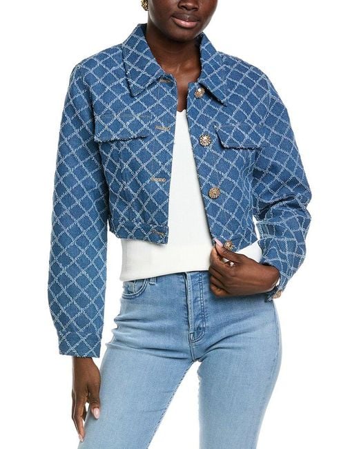 Endless Rose Blue Distressed Cropped Denim Jacket