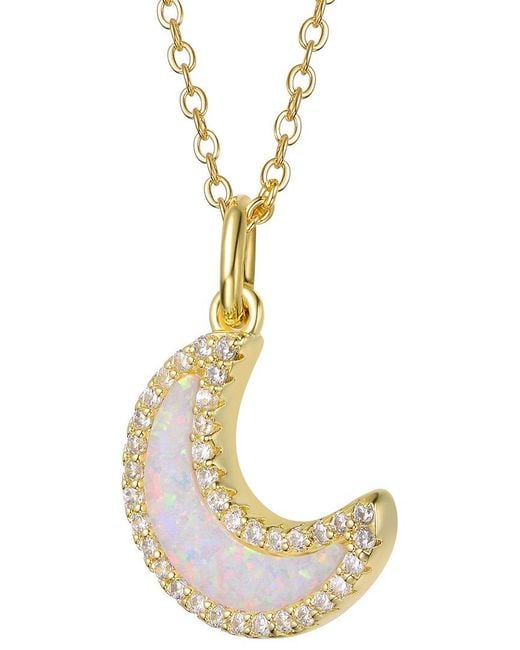 Genevive Jewelry Metallic Rachel Glauber 14K Plated Cz Pendant Necklace