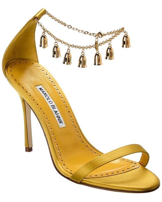 Manolo Blahnik Metallic Camanilla 110 Satin Sandal