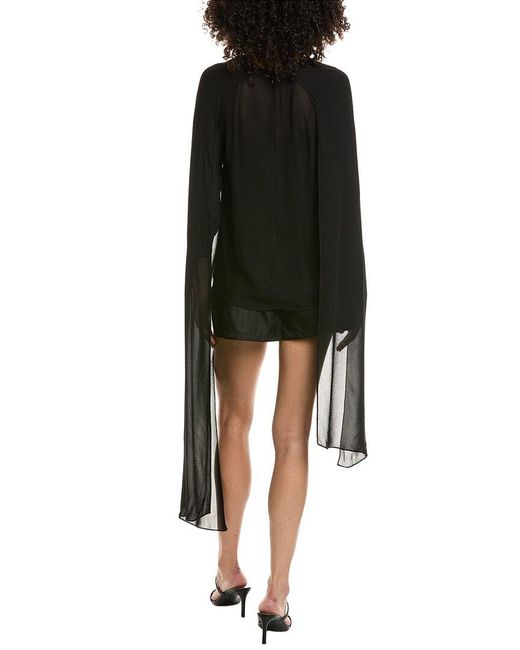 Prada Black Twist Front Crepe De Chine Silk Blouse