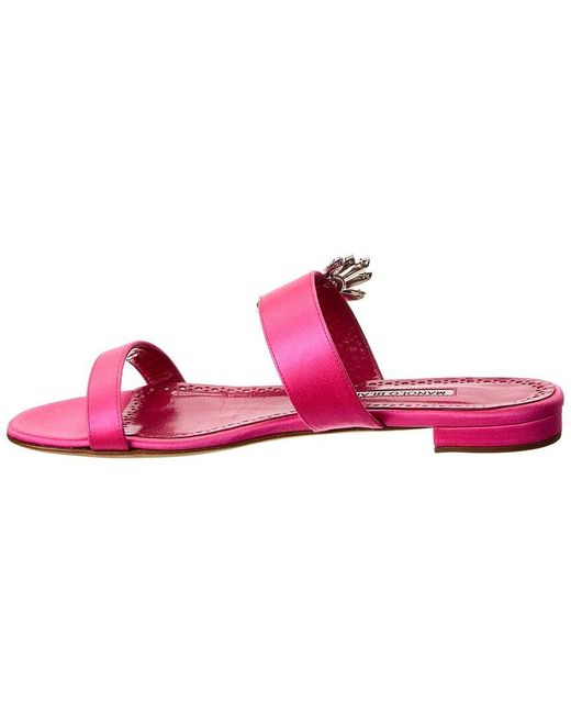 Manolo Blahnik Pink Chivela 10 Satin Sandal