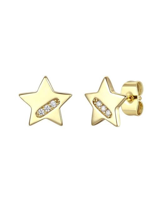 Rachel Glauber Metallic 14k Plated Cz Star Earrings