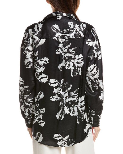 AllSaints Black Charli Silk-Blend Shirt