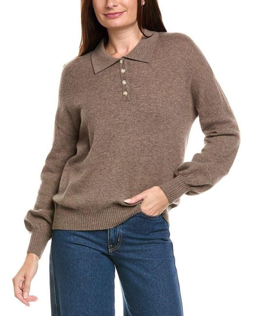 Kier + J Brown Kier + J Oversized Wool & Cashmere-Blend Polo Sweater
