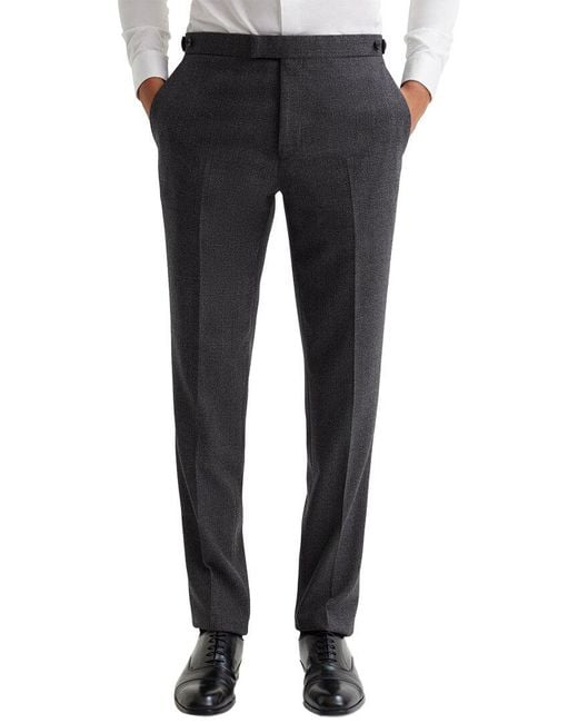 Reiss Black Bamburgh Wool-Blend Puppytooth Check Pant for men