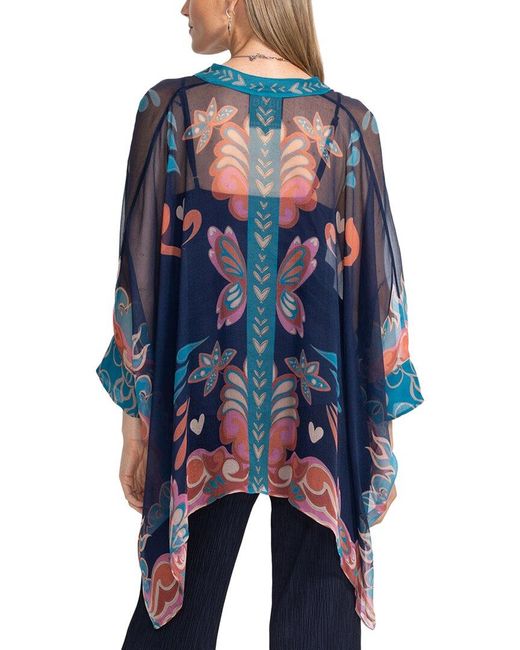Johnny Was Blue Katia Silk Blouse