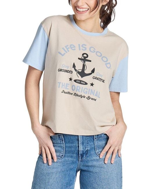 Life Is Good. Gray Crusher Boxy Tee