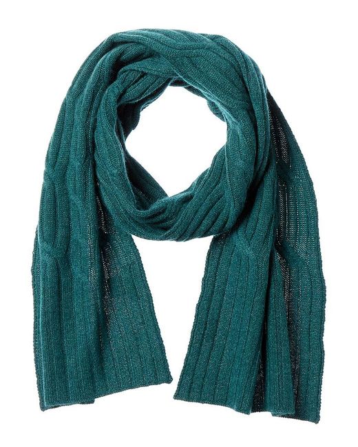 Hannah Rose Green Wide Cable Cashmere Scarf
