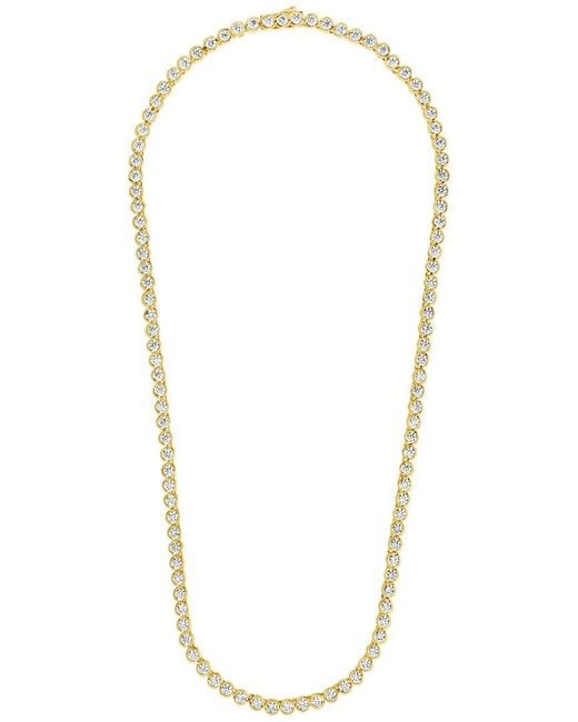 Sterling Forever Metallic 14K Plated Cz Helene Bezel Tennis Necklace