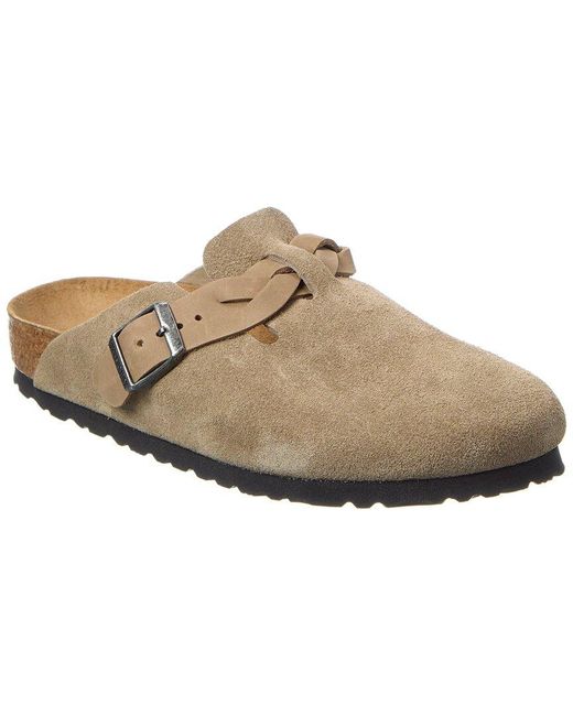 Birkenstock Brown Boston Braided Narrow Suede Clog