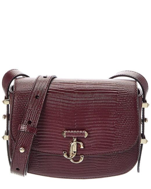 Jimmy Choo Purple Lizard-Embossed Leather Crossbody