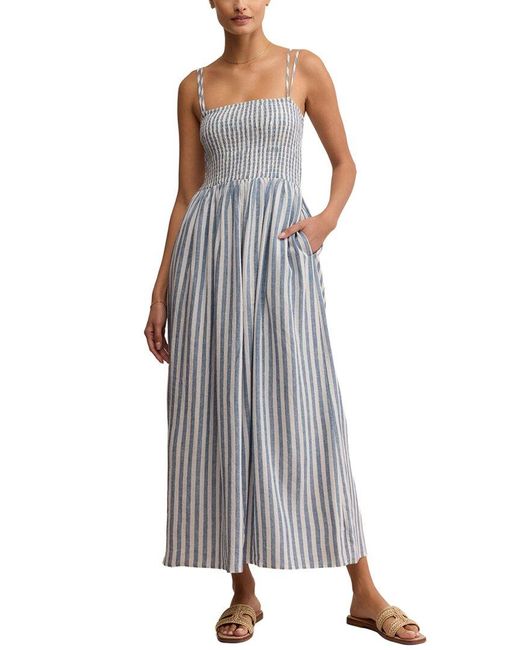 Z Supply Gray Nadine Striped Linen-Blend Midi Dress