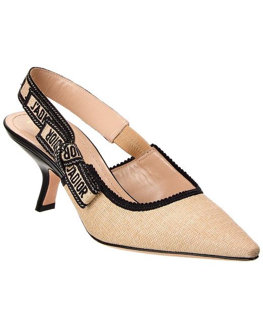Dior Natural J'A Raffia & Leather Slingback Pump