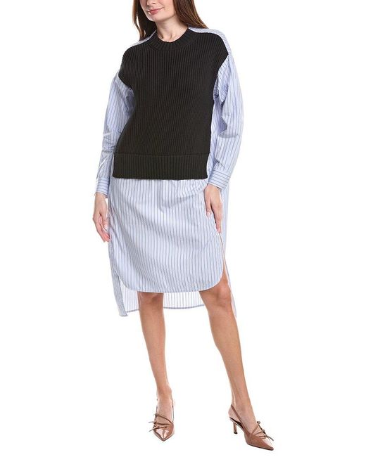 Fabiana Filippi White Cotton Hybrid Midi Shirtdress