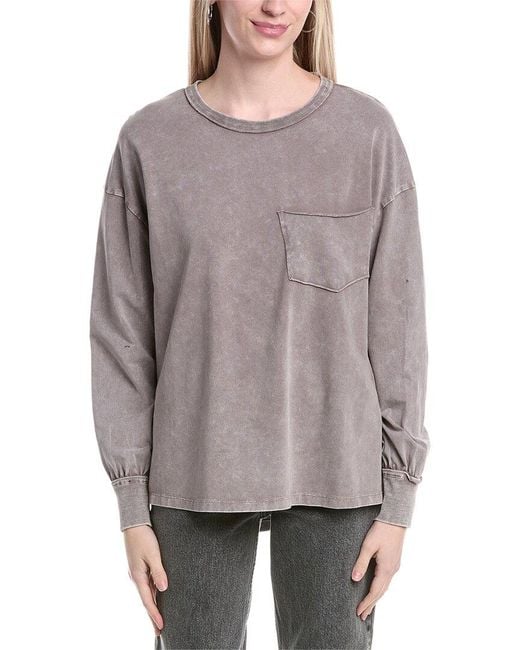 LaBiz Gray High-Low Pocket Top