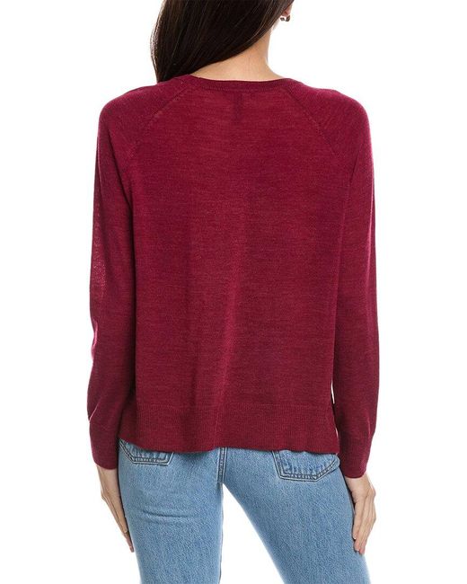 Eileen Fisher Red Raglan Sleeve Wool Pullover