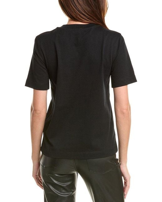 Burberry Black Embroidered Logo Cotton T-Shirt