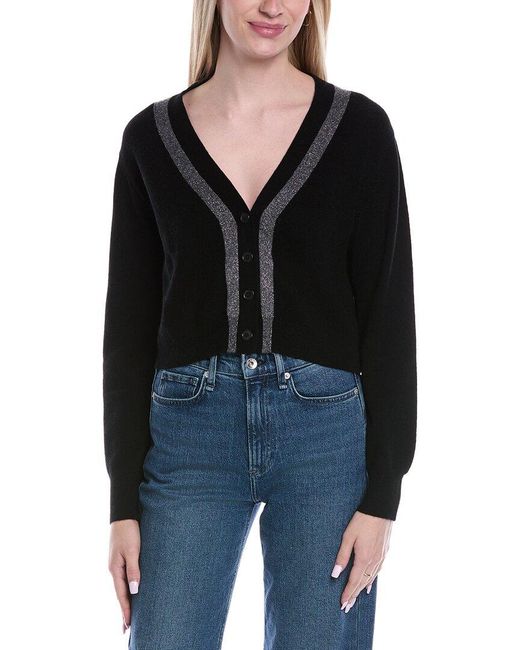 Brodie Cashmere Black Lurex Trim Wool & Cashmere-Blend Cardigan