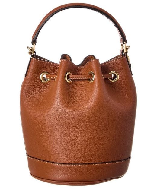 Céline Brown Teen Clara Leather Bucket Bag