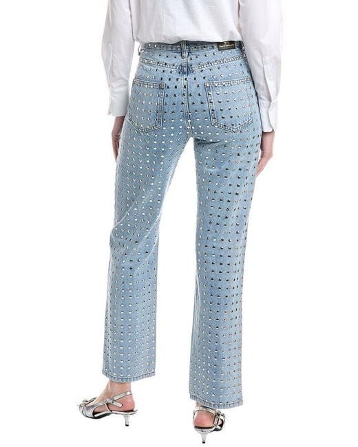 House of Harlow 1960 Blue Avi Embellished Wide Leg Jean