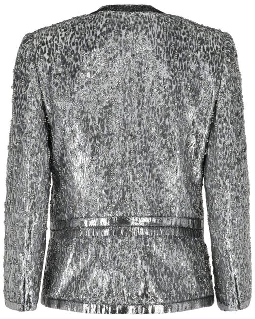 Givenchy Gray Animal Print Single-Breasted Jacket