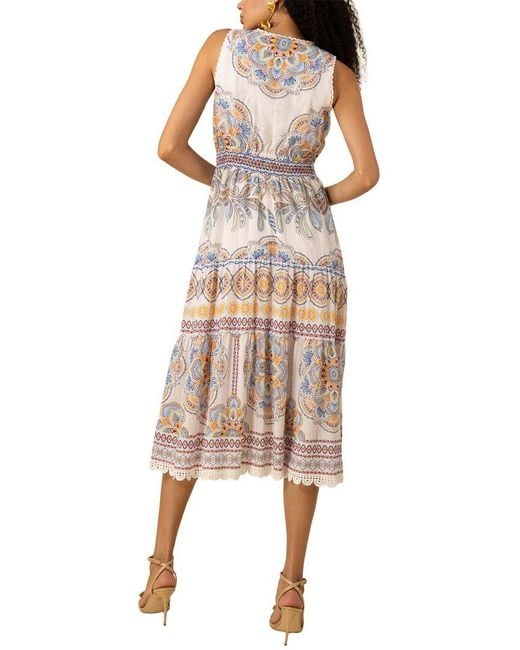 Hale Bob Natural Liv Linen-Blend Midi Dress