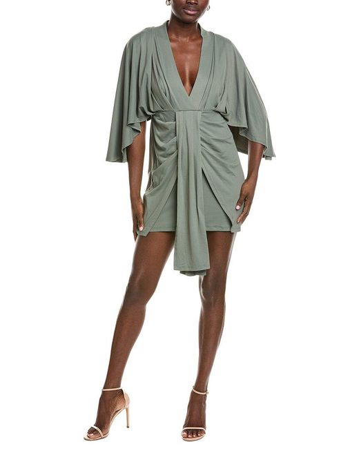 Susana Monaco Green Pleated Dolman Wrap Dress