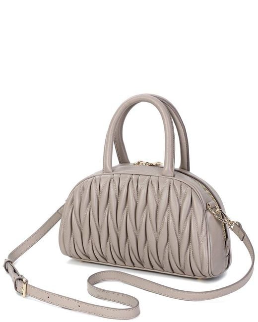 Tiffany & Fred Paris Metallic Quilted Ruched Leather Top-Handle Satchel