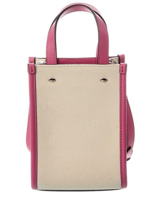 Jimmy Choo Pink Mini N/S Canvas & Leather Tote